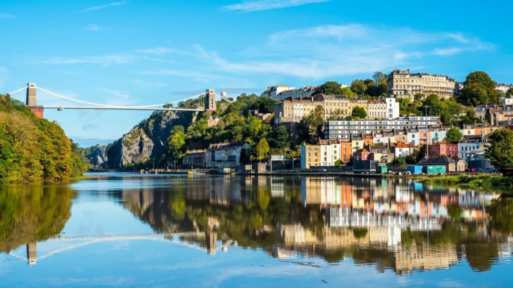 The Clifton Suspension Bridge spanning the Avon Gorge in Bristol