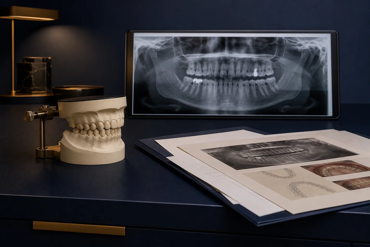 Dental study model, panoramic radiograph and anonymised treatment-planning evidence