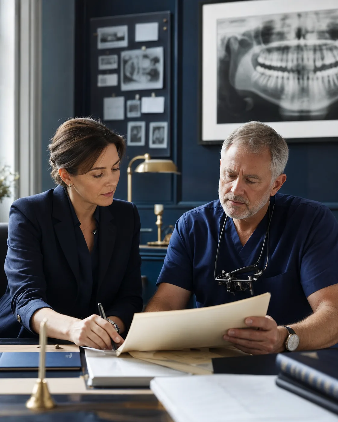 A case manager and dental clinician reviewing an anonymised case file