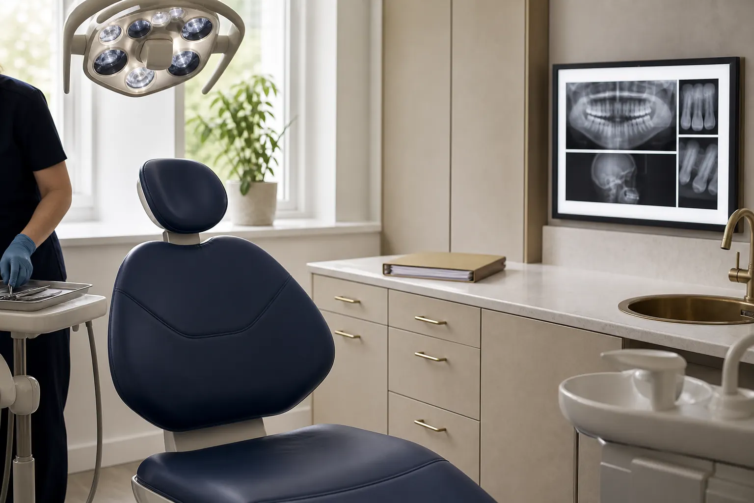 Dental consulting room prepared for an independent examination and radiographic review
