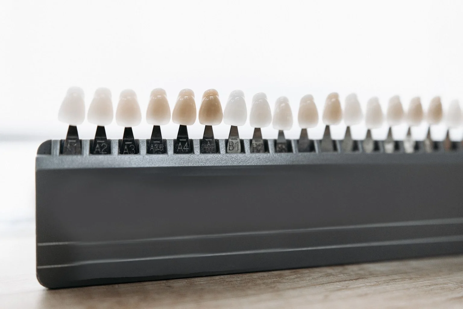 A dental shade guide used in restorative treatment to match the colour of crowns and veneers